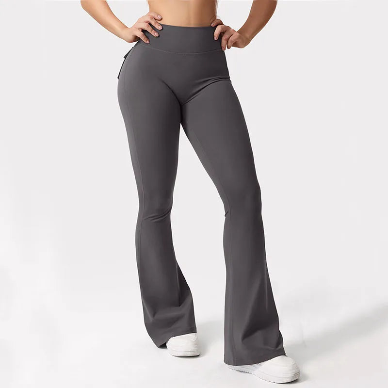 Women's Yoga Flare Trousers, High-Waisted Tummy-Control