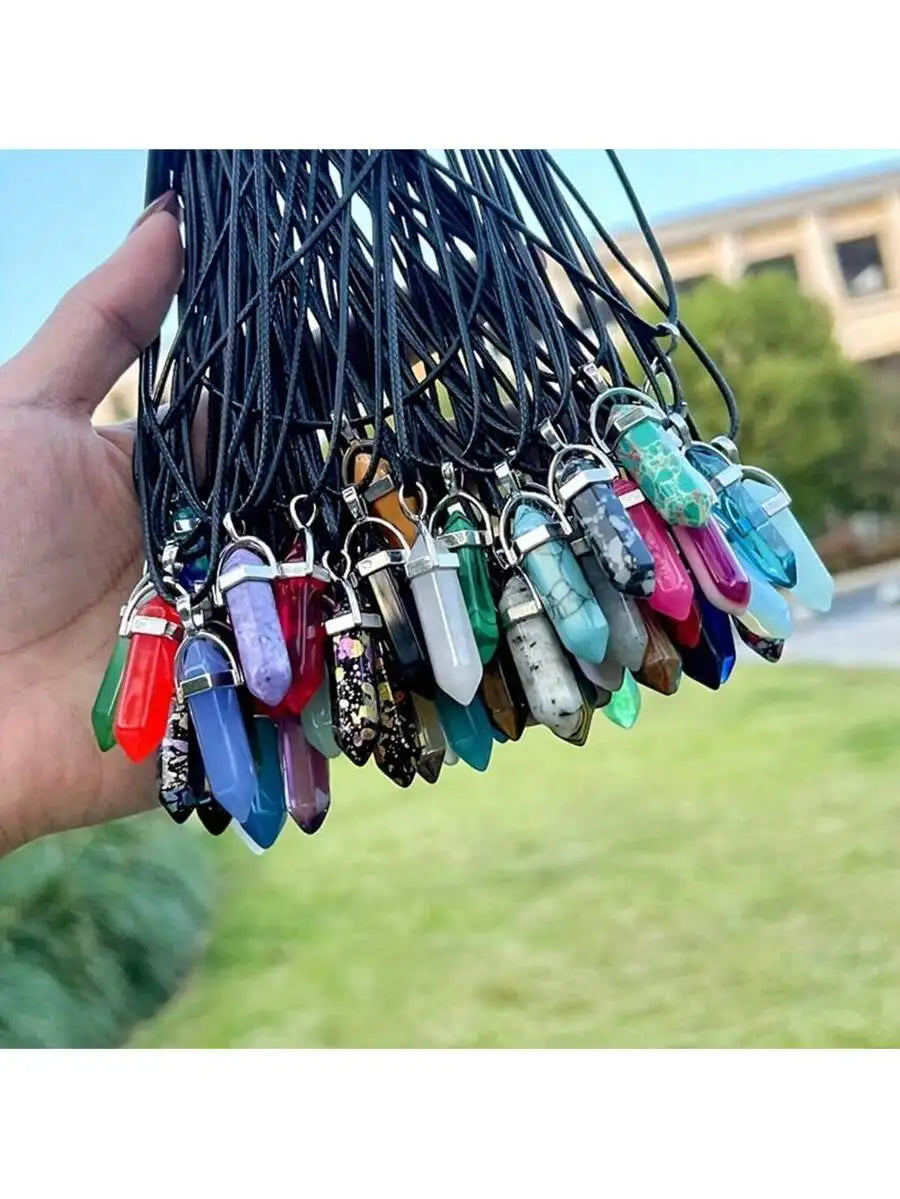 Crystal Pointed Chakra Pendant Necklace