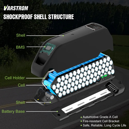 Ebike Battery 48V 25AH 52V 20AH 40A BMS Downtube Lithium Cell