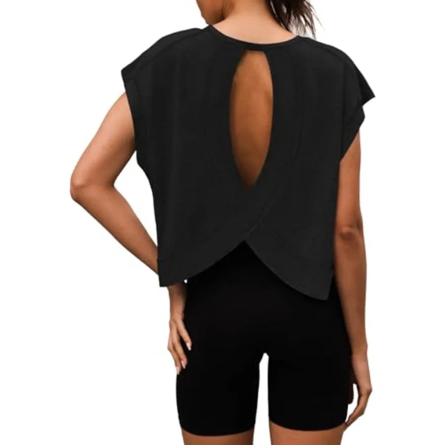 Women Open Back Workout Shirts