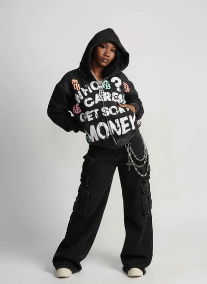 Gothic rock letter print hoodie
