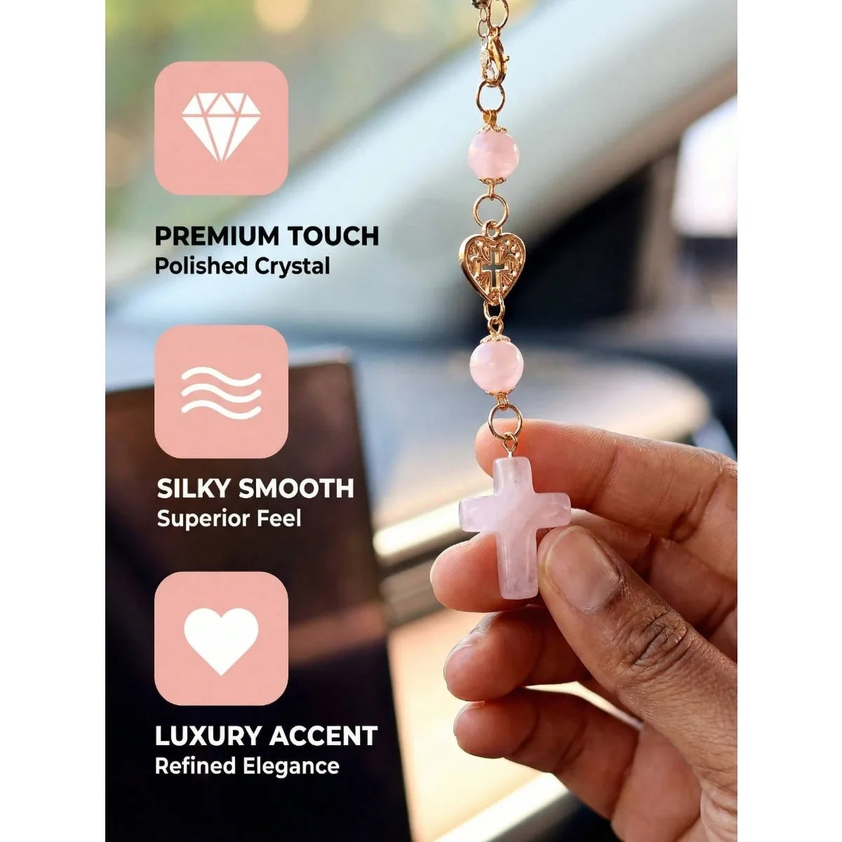 Cross Crystal Car Charm,  Crystal Protection
