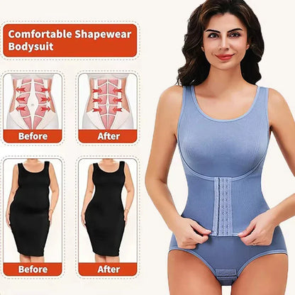 Bodysuit Shapewear with Zipper Belt Women Tummy Control