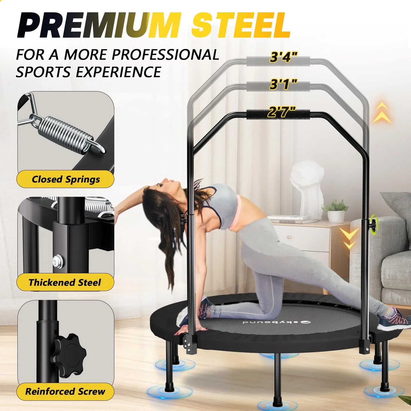 Rebounder Trampoline for Adults, foldable