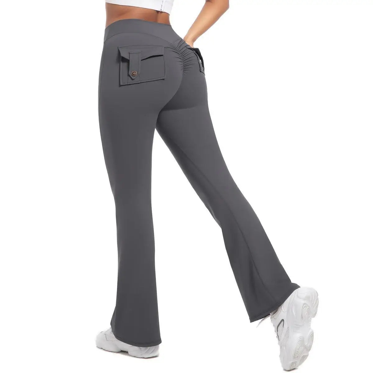 Women's Yoga Flare Trousers, High-Waisted Tummy-Control