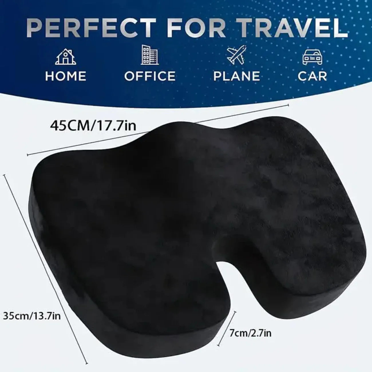 Ergonomic Travel Seat Pillow – U-Shape Memory Foam Cushion