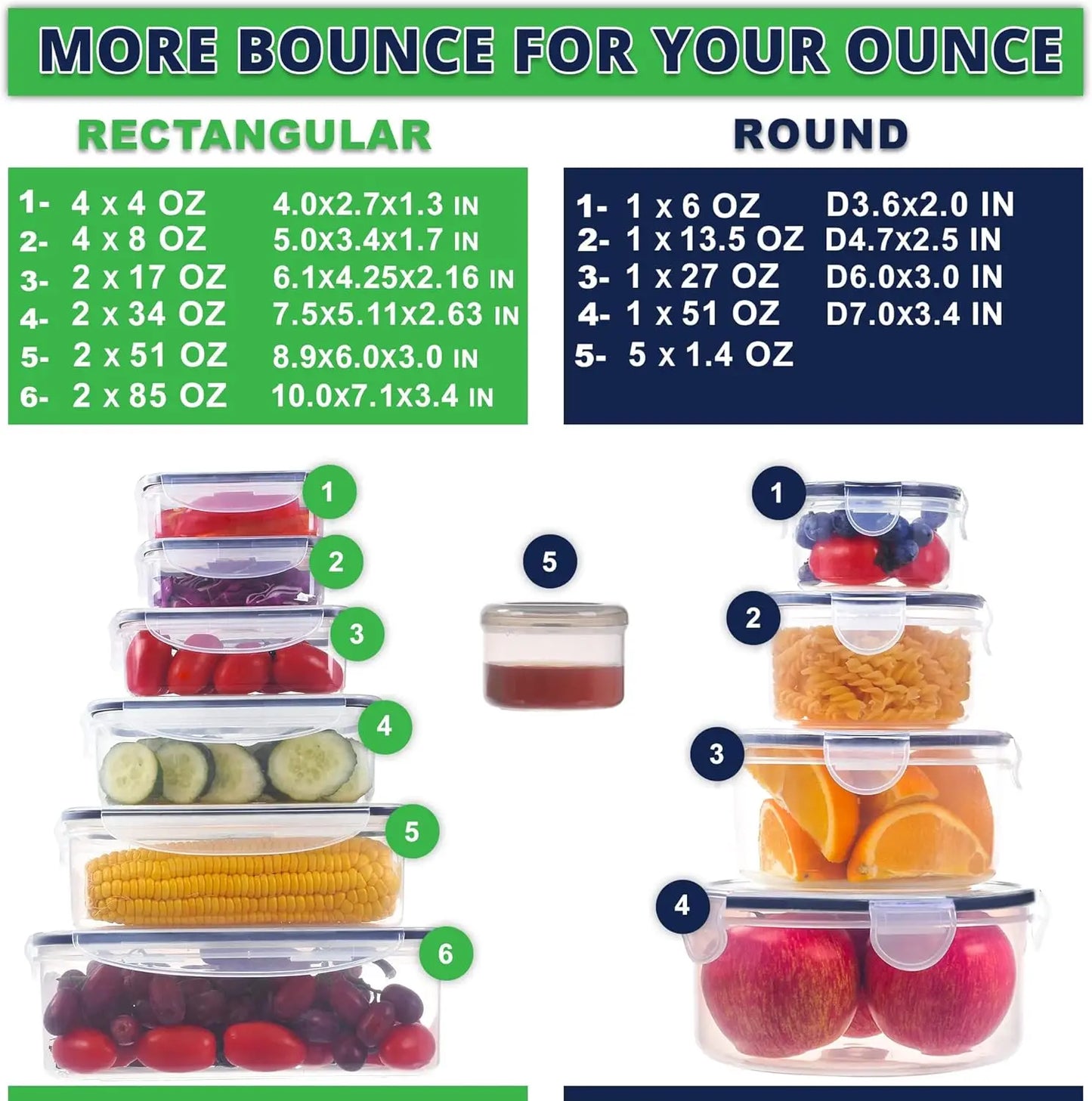 50 Pcs Large Food Storage Containers with Lids Microwave Safe