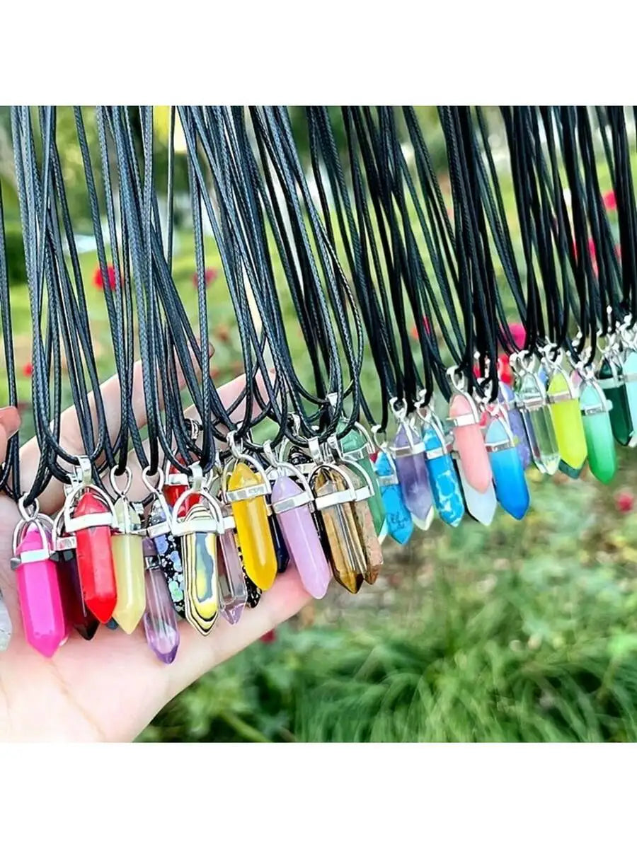 Crystal Pointed Chakra Pendant Necklace