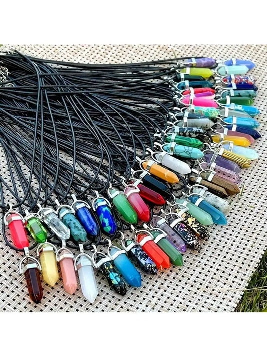 Crystal Pointed Chakra Pendant Necklace