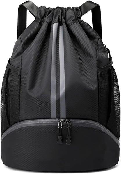 Drawstring Backpack Gym Bag with Shoes Compartment