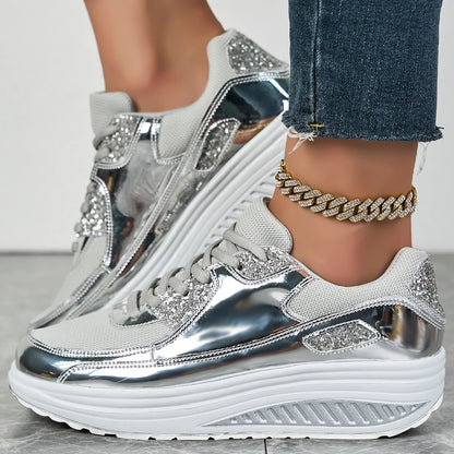 Women shiny Orthopedic Sneakers Walking Shoes