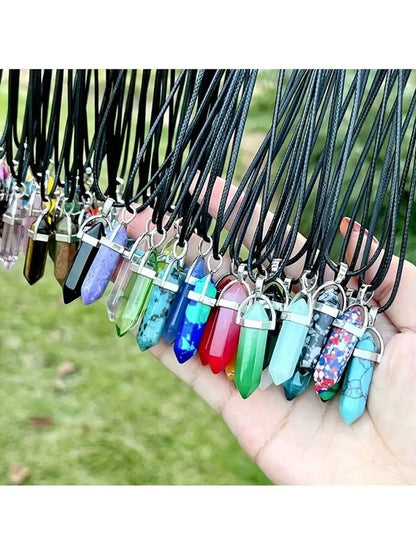 Crystal Pointed Chakra Pendant Necklace