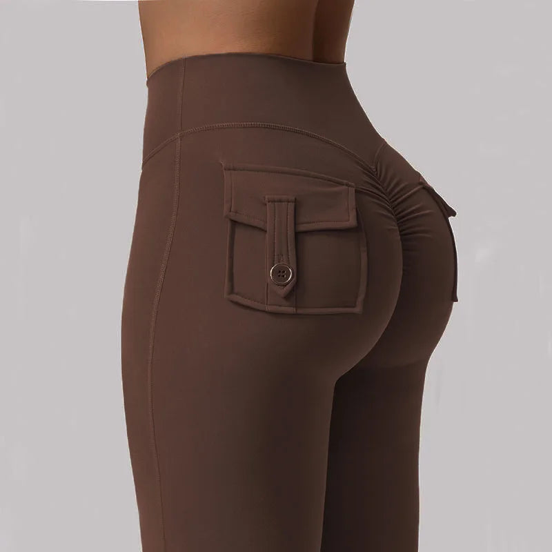 Women's Yoga Flare Trousers, High-Waisted Tummy-Control
