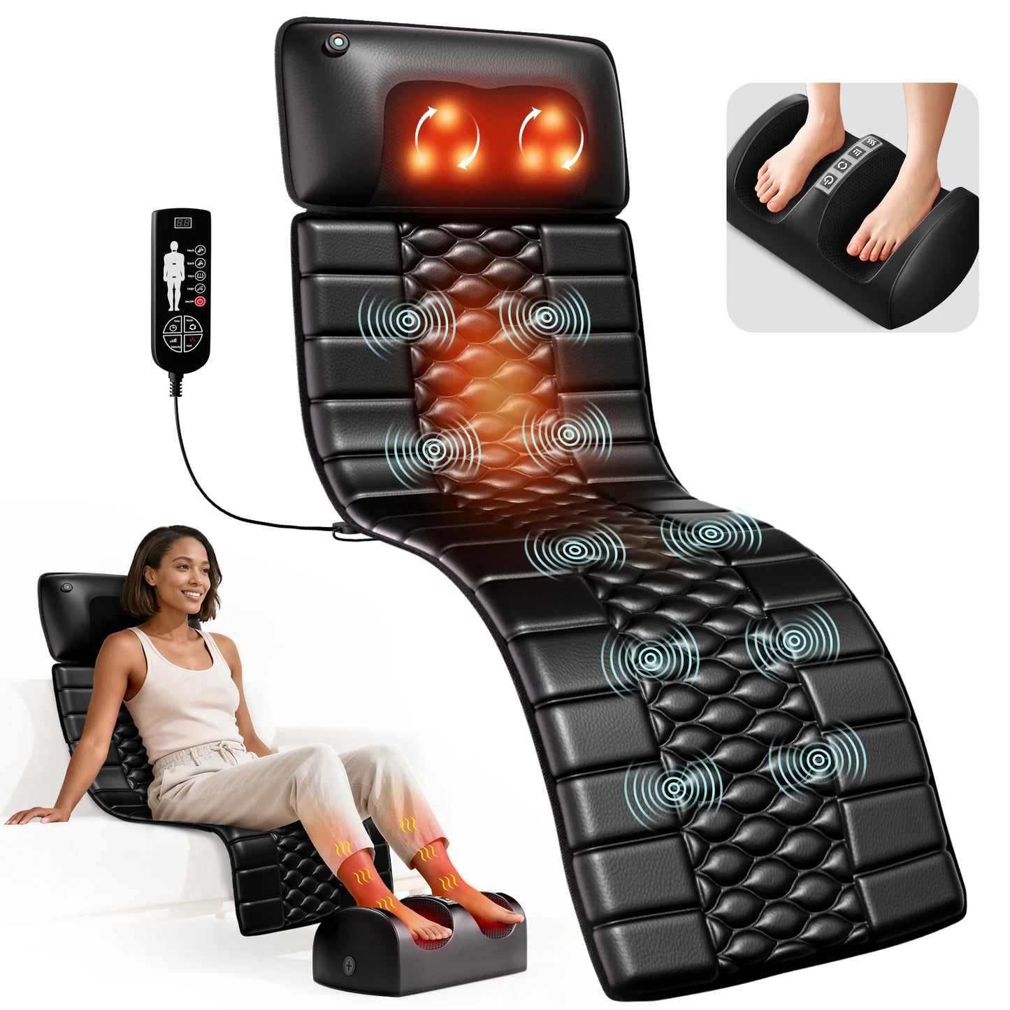 Full Body Massage Mat with Heat, Detachable Massager Pad