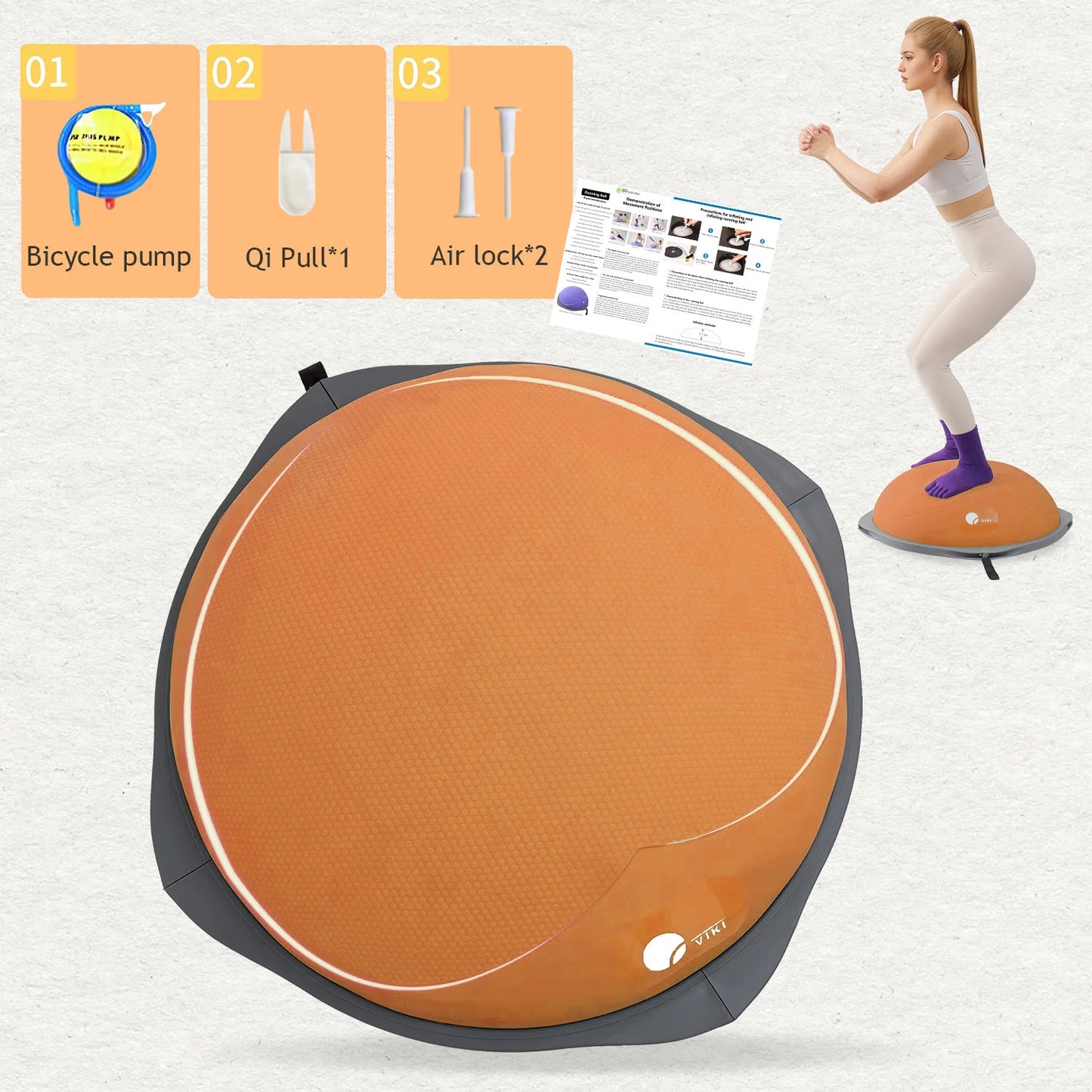 Balancing half ball trainer for core and stability/BOSU