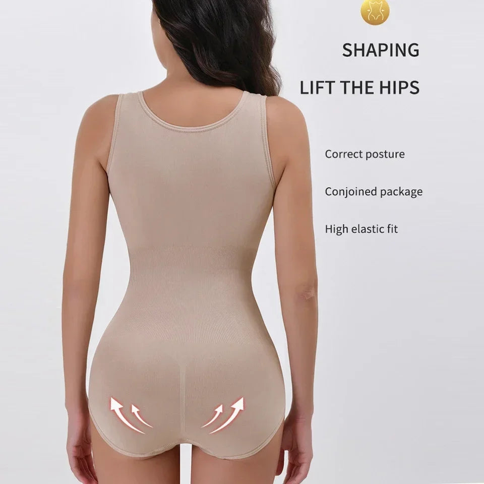 Bodysuit Shapewear with Zipper Belt Women Tummy Control