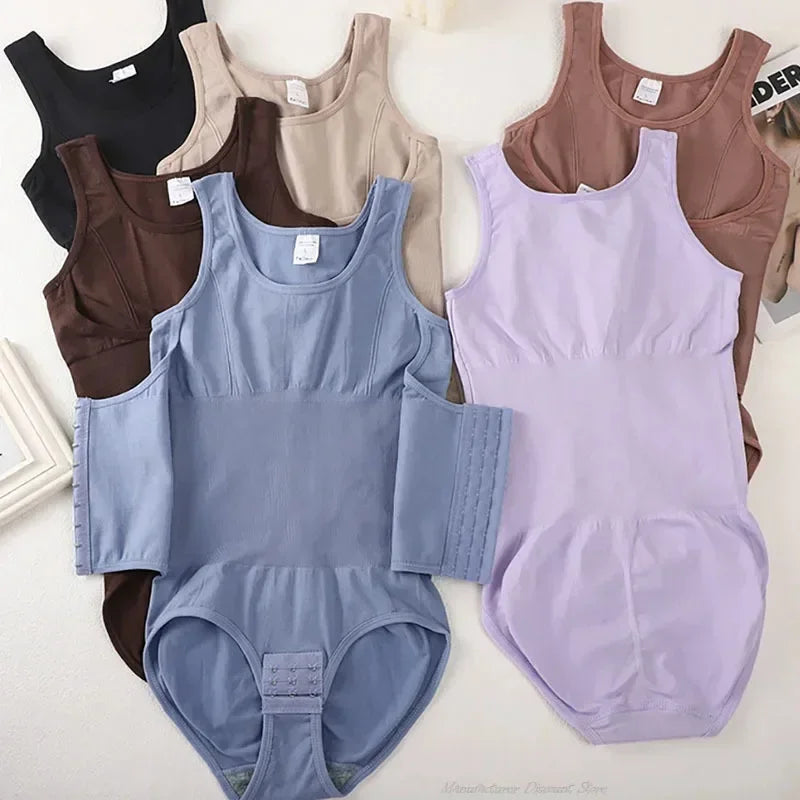 Bodysuit Shapewear with Zipper Belt Women Tummy Control