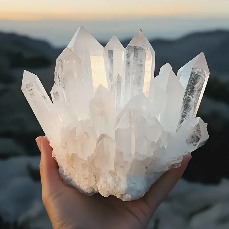 Spiritual Clear Quartz Crystal Cluster White