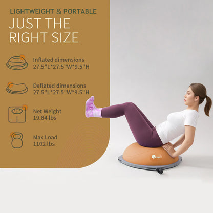 Balancing half ball trainer for core and stability/BOSU