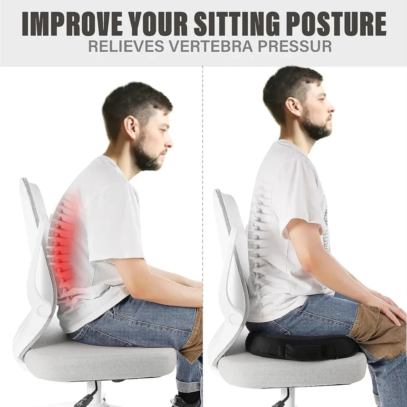 Ergonomic Travel Seat Pillow – U-Shape Memory Foam Cushion