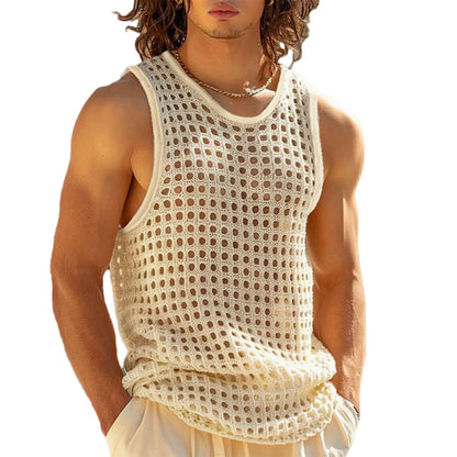 Men's Sleeveless Tank Top, Hollow Out Neck