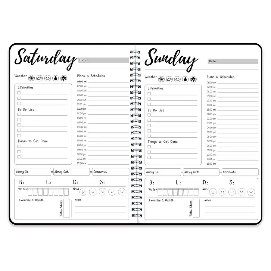 Work Planner with SelfCare for Organizing Meals, Water