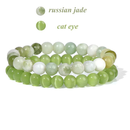2Pcs Colorful Natural Stone Bead Bracelet Set 8MM Natural Agates Turquois Amethysts Quartzs Gem Stretch Bangle Jewelry Gift