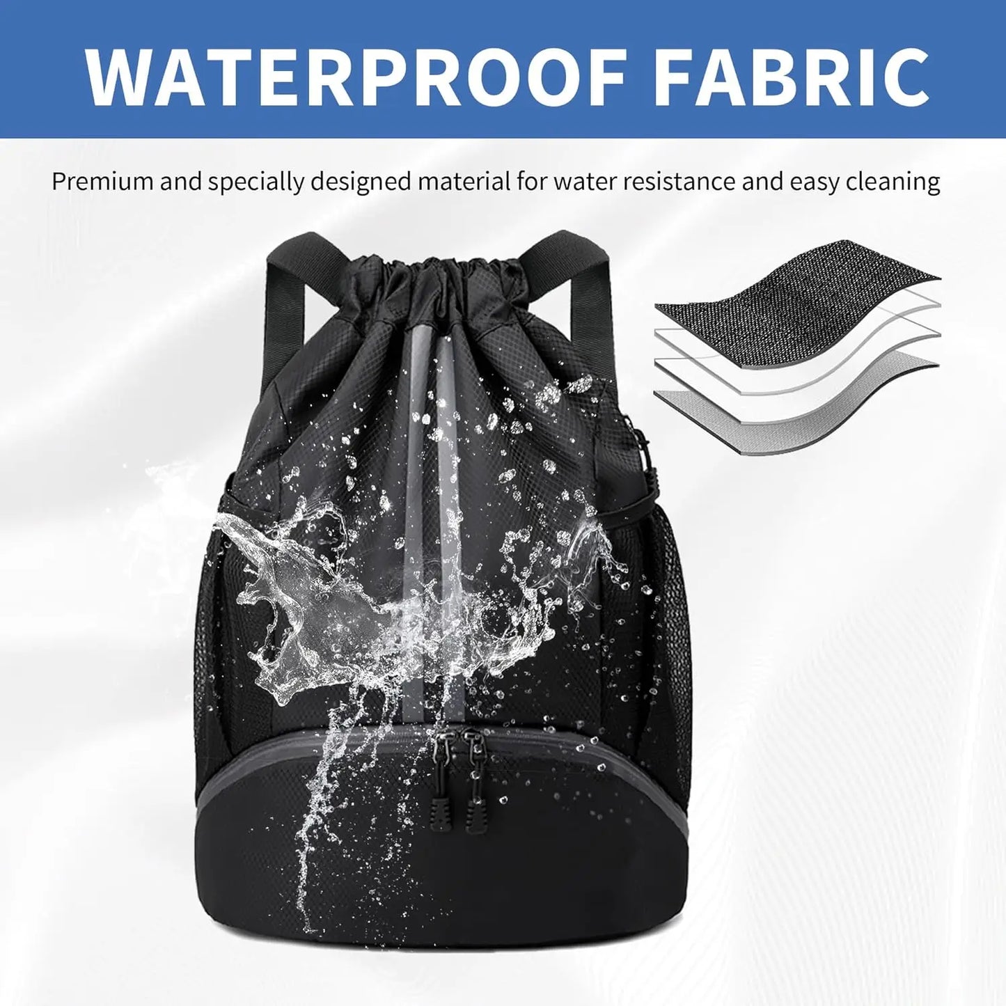 Drawstring Backpack Gym Bag with Shoes Compartment
