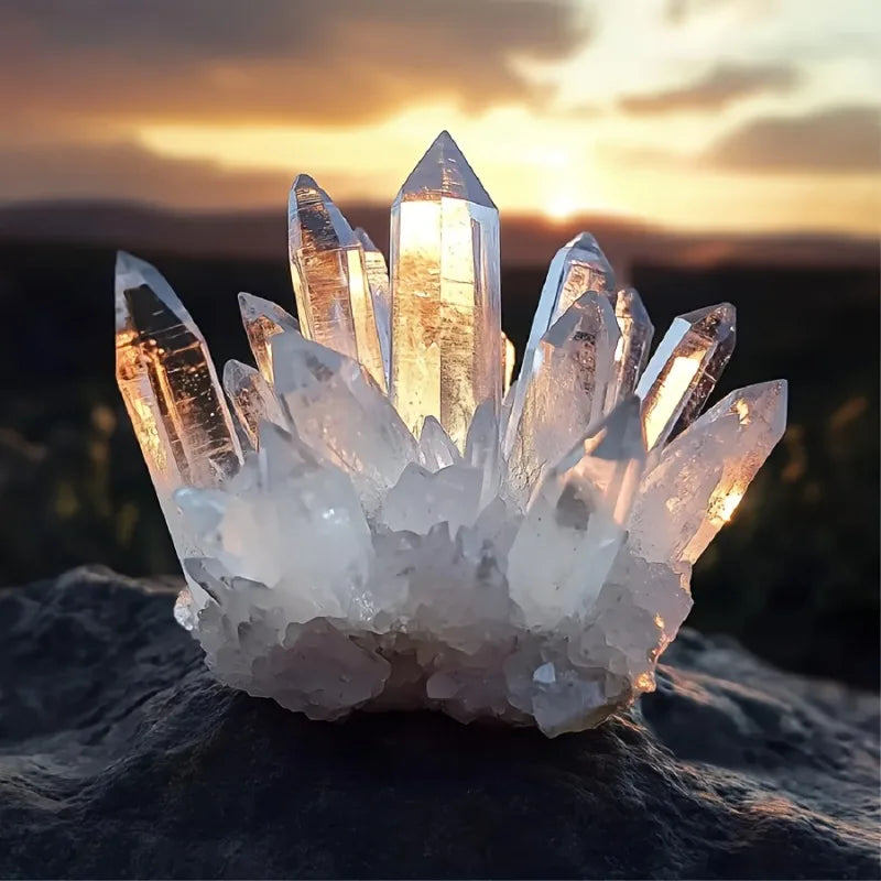Spiritual Clear Quartz Crystal Cluster White