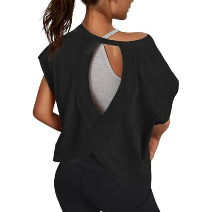 Women Open Back Workout Shirts