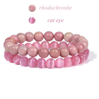 2Pcs Colorful Natural Stone Bead Bracelet Set 8MM Natural Agates Turquois Amethysts Quartzs Gem Stretch Bangle Jewelry Gift