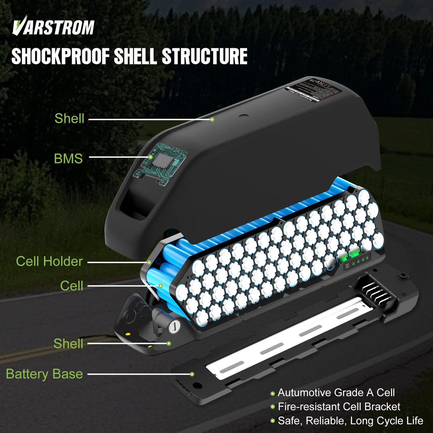 Ebike Battery 48V 25AH 52V 20AH 40A BMS Downtube Lithium Cell