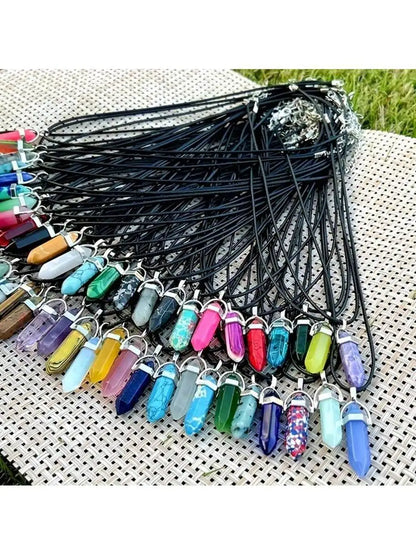 Crystal Pointed Chakra Pendant Necklace