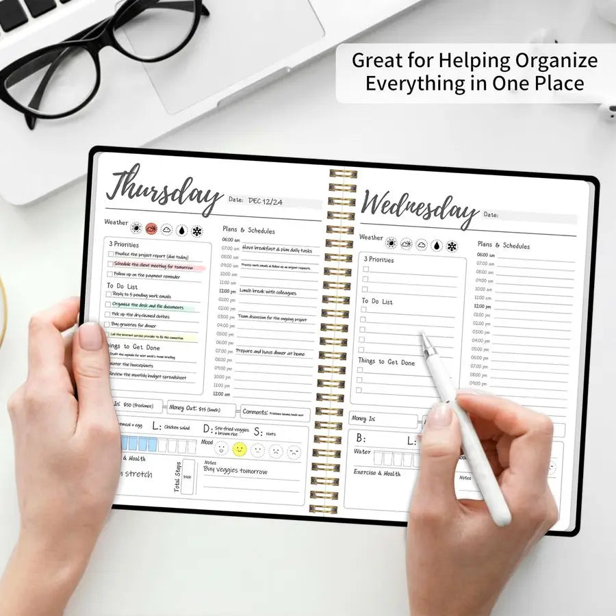 Work Planner with SelfCare for Organizing Meals, Water
