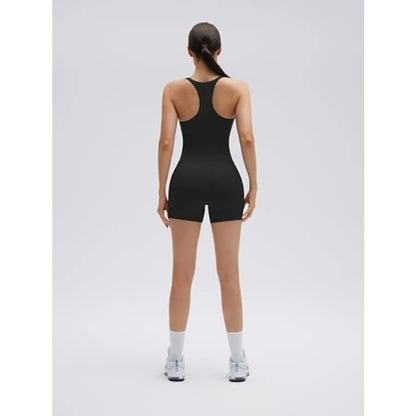 SUUKSESS Women 2 Pcs Workout Sets High Waisted Biker Shorts with Pockets Built in bra Racerback Tank Tops