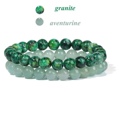 2Pcs Colorful Natural Stone Bead Bracelet Set 8MM Natural Agates Turquois Amethysts Quartzs Gem Stretch Bangle Jewelry Gift