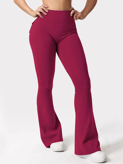 Women's Yoga Flare Trousers, High-Waisted Tummy-Control