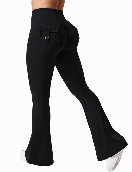 Women's Yoga Flare Trousers, High-Waisted Tummy-Control