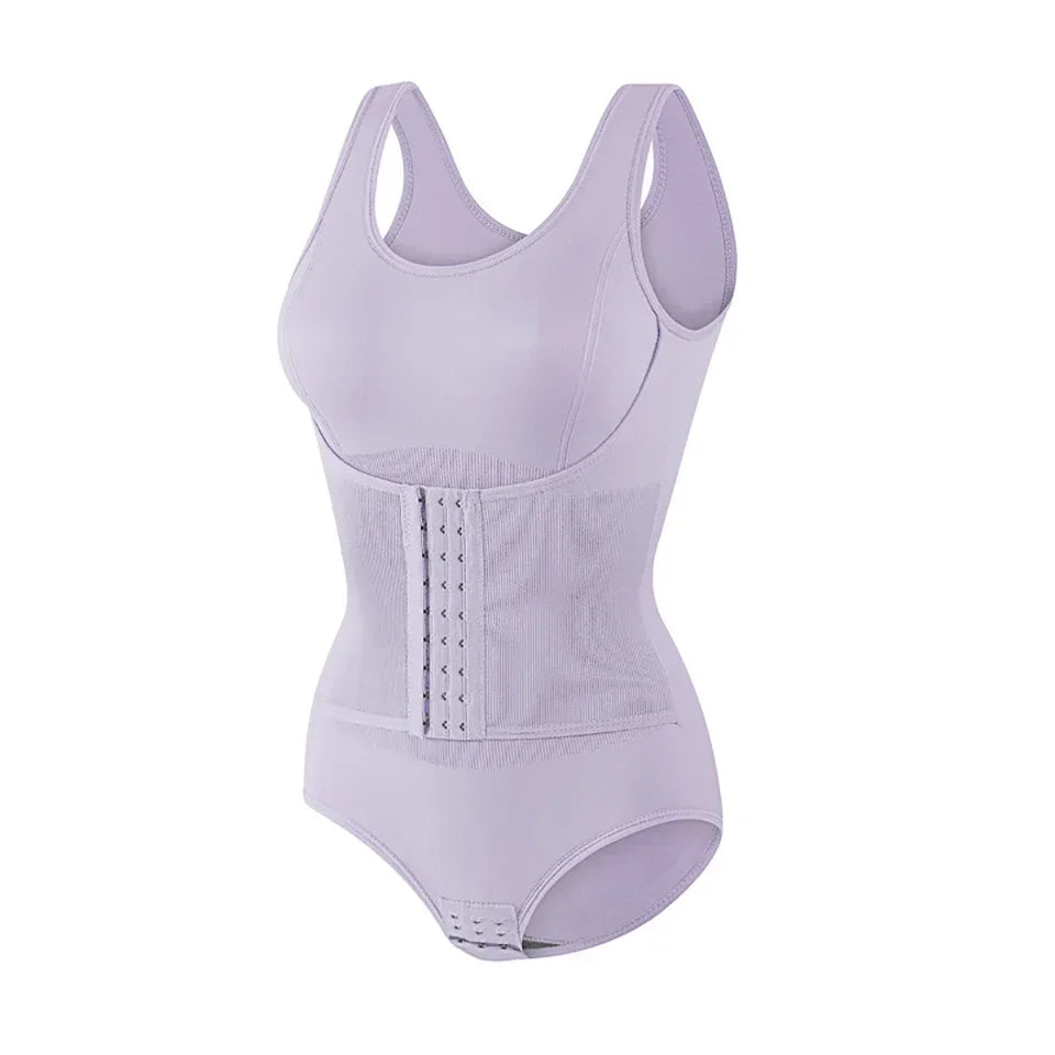 Bodysuit Shapewear with Zipper Belt Women Tummy Control