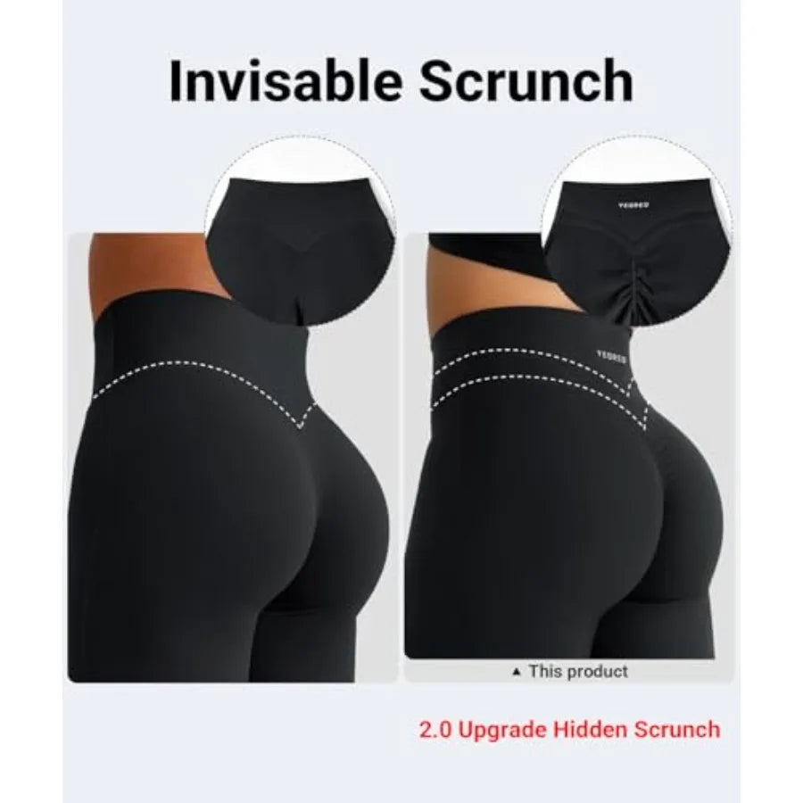YEOREO Straight Leg Workout Leggings Hidden Scrunch