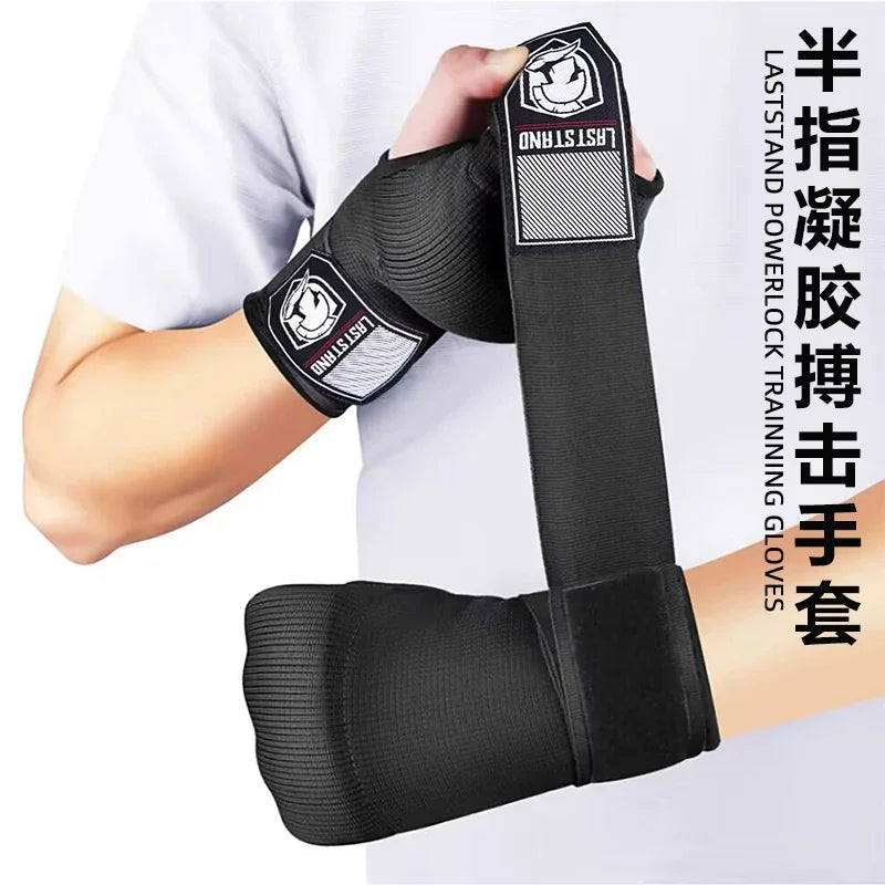 Boxing Hand Wrap Gloves Adjustable Half Finger