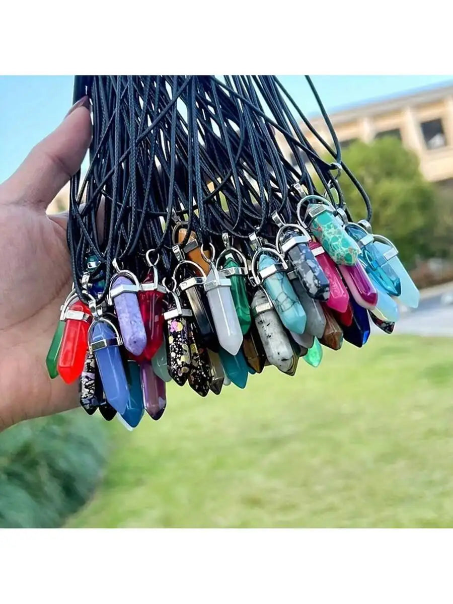 Crystal Pointed Chakra Pendant Necklace