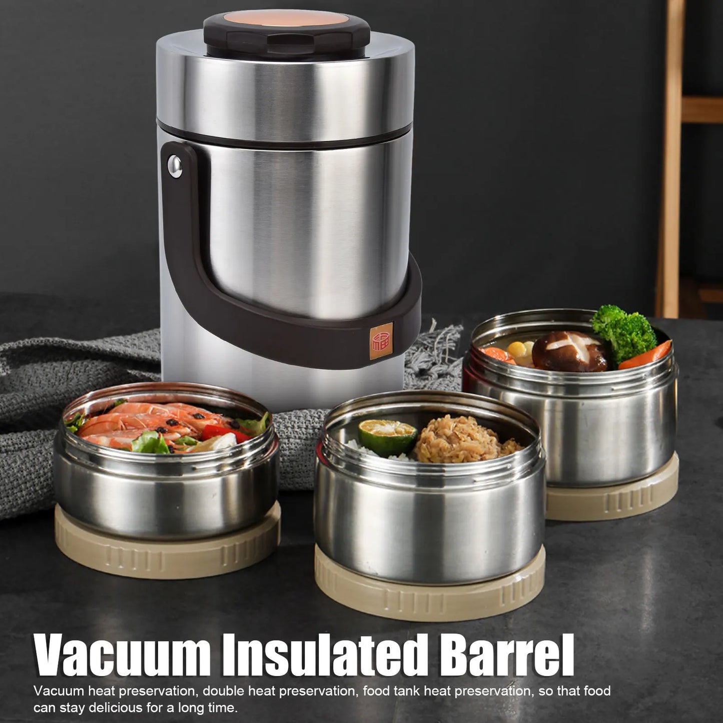 3 Layer Vacuum Insulated Lunch Box Portable