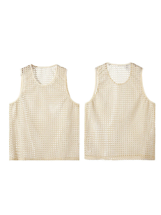 Men's Sleeveless Tank Top, Hollow Out Neck