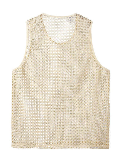 Men's Sleeveless Tank Top, Hollow Out Neck