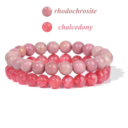 2Pcs Colorful Natural Stone Bead Bracelet Set 8MM Natural Agates Turquois Amethysts Quartzs Gem Stretch Bangle Jewelry Gift