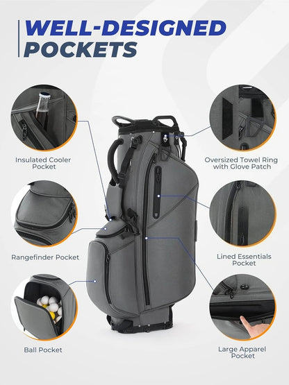 Golf Stand Bag, Lightweight with 7 Way Full-Length Dividers