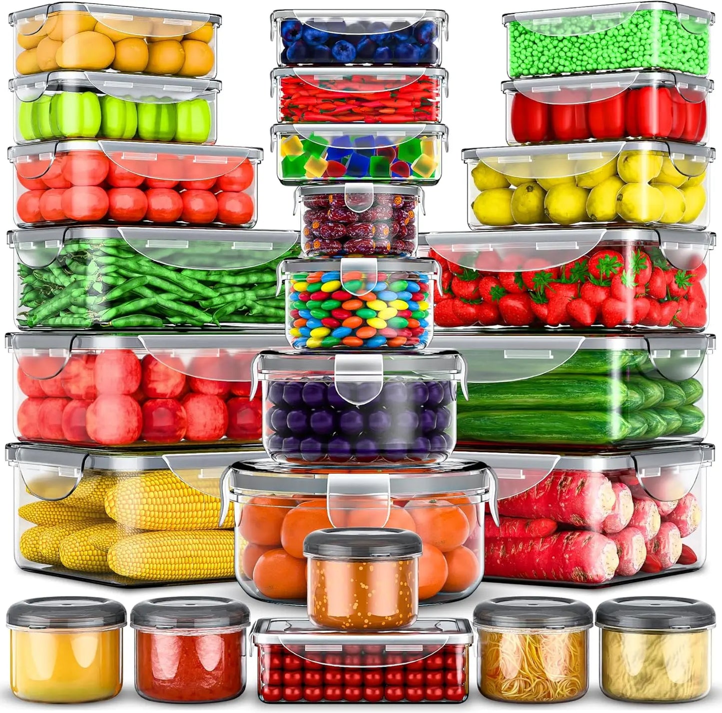50 Pcs Large Food Storage Containers with Lids Microwave Safe