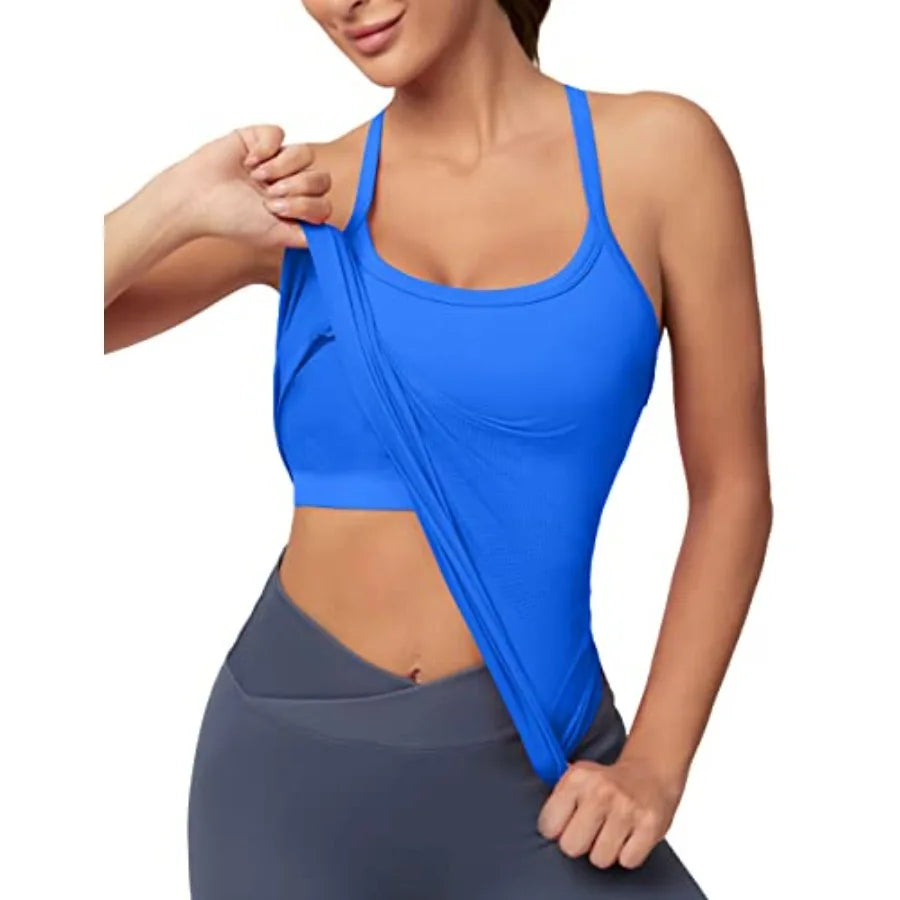 MathCat Workout Tank Tops for Women with Built in Bra